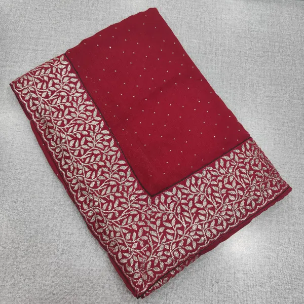 Chiffon Stone work Saree with Big Border | SR185